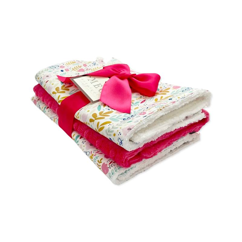 Baby Mädchen Spucktuch 3Er Set {Wildblumenranken} Pastellblumen Mit Pink - Babypartygeschenk Option Zum Personalisieren Name von shopMEGoriginal