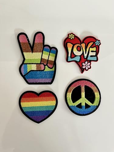 Gestickte Hippie Applikationen Aufbügler Aufnäher Flower Power Love & Peace 60er 70er Jahre von shoperama