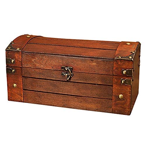 showyow Neue Retro-Schatzkiste mit Schloss Vintage Holz Aufbewahrungsbox Antik-Stil Schmuck Organizer für Kleiderschrank Schmuckschatulle Schmuckstück B von showyow