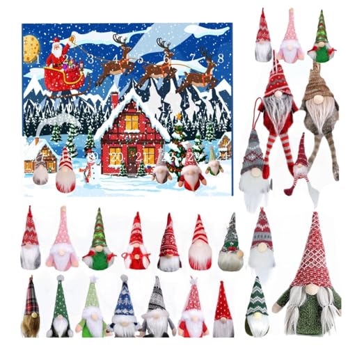 Weihnachtswichtel Adventskalender 2024 mit 24 Wichtel Plüschtiere, 24 Tage Weihnachten Adventskalender, Wichtel Weihnachten Countdown Kalender Gonks Adventskalender Dekoration für Kinder von shpuuyy