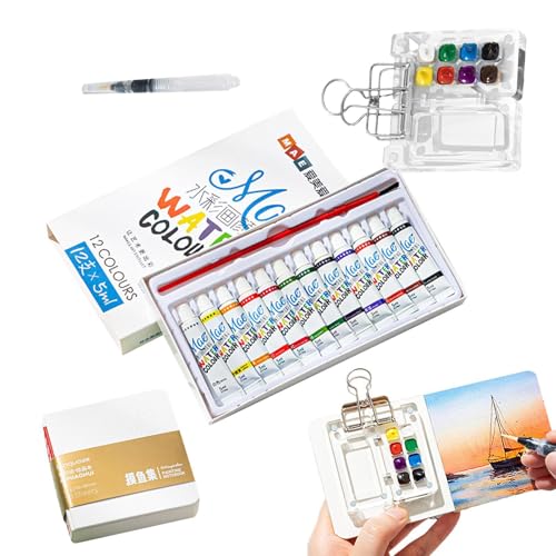 shpuuyy Aquarell-Set im Taschenformat, Aquarell-Set im Taschenformat | Aquarell Reiseset - Acryl-Aquarellpalette, tragbares Aquarell-Reiseset, lustige tragbare Künstlerbedarfsartikel für Männer und von shpuuyy