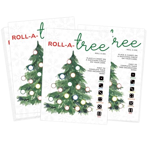 Roll a Christmas Tree Game Card, Dice Rolling Game, Christmas Candy Game, Christmas Games for Family Party, Ice Breaker Games, Party Games for Teens, 25 Game Cards, 1 von shupai