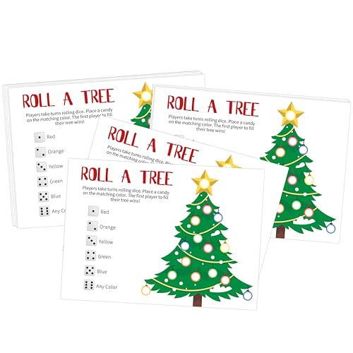 Roll a Christmas Tree Game Card, Dice Rolling Game, Christmas Candy Game, Christmas Games for Family Party, Ice Breaker Games, Party Games for Teens, 25 Game Cards von shupai