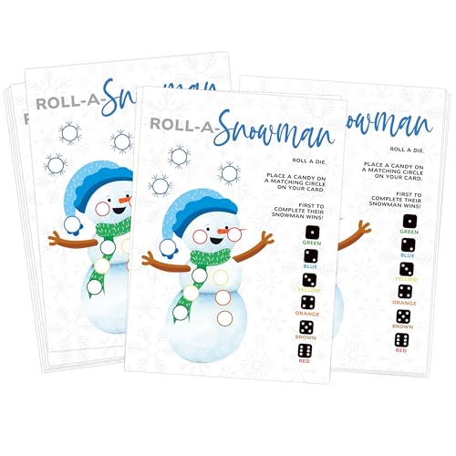 shupai Roll A Schneemann Spiel, Würfelrollspiel, Weihnachten Candy Spiel, Weihnachtsspiele für Familienfeier, Eisbrecher Spiele, Winteraktivität, Partyspiele für Teenager, 25 Spielkarten von shupai