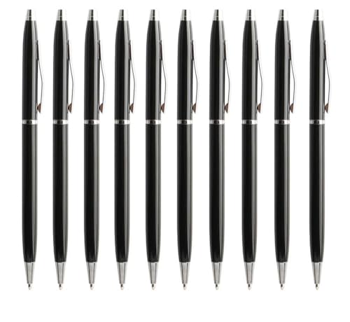 shwta 10 Stück/Set Kugelschreiber, drehbarer Metall-Kugelschreiber, Schreibwaren für Büro- und Schulbedarf, Tinte blau schwarz 0,7 mm Schreiben von shwta