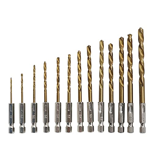 sibulv 1.5-6.5mm 1/4 Hex-Schaft HSS. Hochgeschwindigkeits-Stahl-beschichteter Bohrer 13pcs / lot-Set-Set elektrischer Schraubendreher Twist-Metallbohrer Spiralbohrer von sibulv