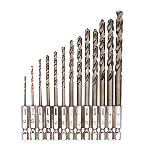 sibulv 13 stücke 1,5mm-6,5mm M35 Kobaltbohrer HSS- CO Twist Bohrer Set 1/4 Zoll SEX SHANK Spiralbohrer von sibulv