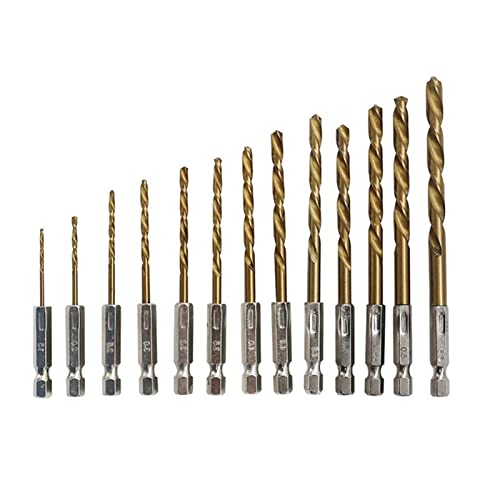 sibulv 13 stücke HSS Twist Strathth Shank Auger Bohren Bit High Speed ​​Steel Coated Bohrer Set 1/4 Hex 1,5-6,5mm Spiralbohrer von sibulv