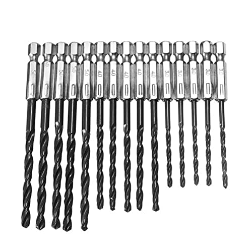 sibulv 15 stücke 3-5mm. HSS. Twist Bohrer Set 1/4 Zoll Sechskant Schaft High Speed Steel Bohrer Bits Spiralbohrer von sibulv