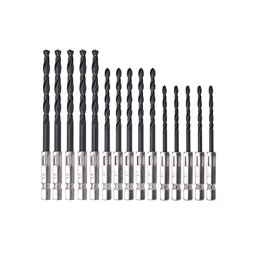 sibulv 15pc 3/4 / 5mm HSS 1/4. Zoll SEX SHANK Twist Bohrer Set for Metall Edelstahl Bohren Arbeitsleistung Werkzeuge Zubehör Spiralbohrer von sibulv