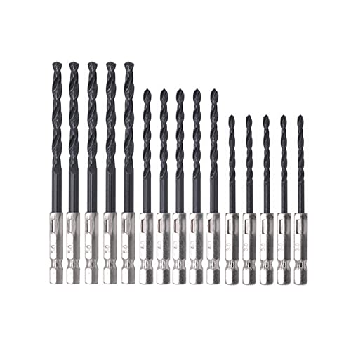 sibulv 15pc 3/4 / 5mm HSS 1/4. Zoll SEX SHANK Twist Bohrer Set for Metall Edelstahl Holz Bohrarbeiten Arbeitsleistung Werkzeuge Zubehör Spiralbohrer von sibulv