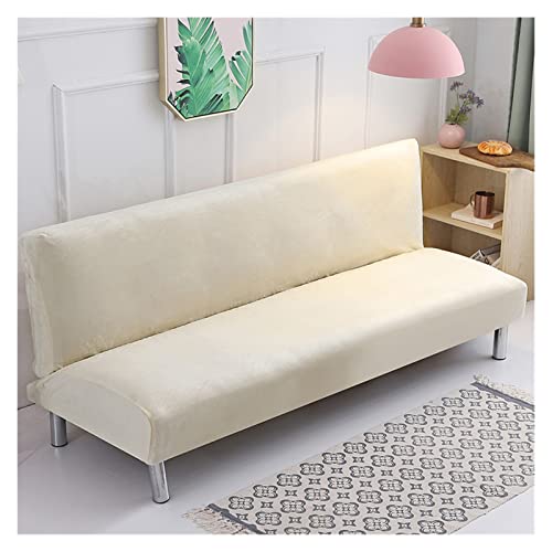 sibulv Plüschstoff Falten armlose Sofa Bett Abdeckung faltungssitz schiedrückdeckel Dicker Covers Bank Couch Protector elastische futon Abdeckung Winter(Ivory,S Size) von sibulv