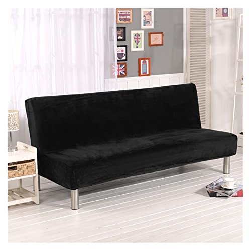 sibulv Plüschstoff Falten armlose Sofa Bett Abdeckung faltungssitz schiedrückdeckel Dicker Covers Bank Couch Protector elastische futon Abdeckung Winter(schwarz,S Size) von sibulv