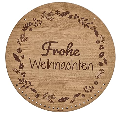 Blumenkranz Adventskalender zum Befüllen - Für Kinder und Erwachsene - Holz - Eichenfurnier - Geschenk Kalender - Weihnachten - Maße: 38,0 Ø cm - signodoo von signodoo