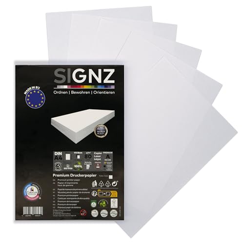 SIGNZ Kopierpapier, DIN A4, weiß, 80g, 175 Blatt, Druckerpapier für Zuhause & Office, FSC Mix 70% von signz