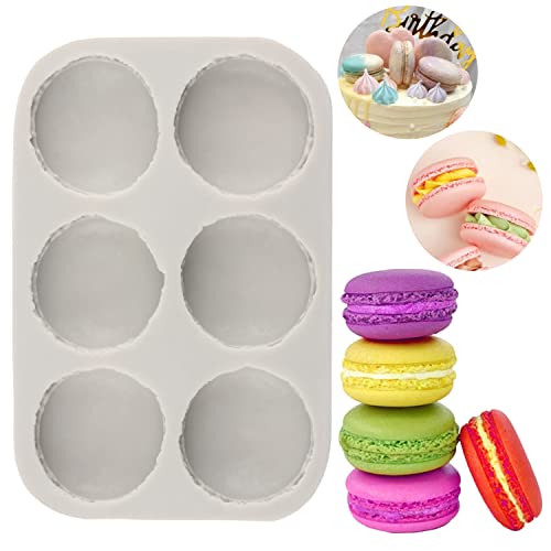 Sijiangmold Silikonform mit 6 Mulden, 3D-Macaron-Hamburger-Silikonformen, Macaron-Fondantform für Kuchendekoration, Cupcake-Topper, Schokolade, Süßigkeiten, Gummipaste von sijiangmold