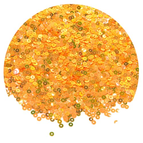 Flache lose Pailletten, 4 mm, lose Pailletten zum Basteln, runde Glitzer-Pailletten, Stickerei für Kunst, Nähen, Dekoration, Orange, 10.0000 Stück von silllule