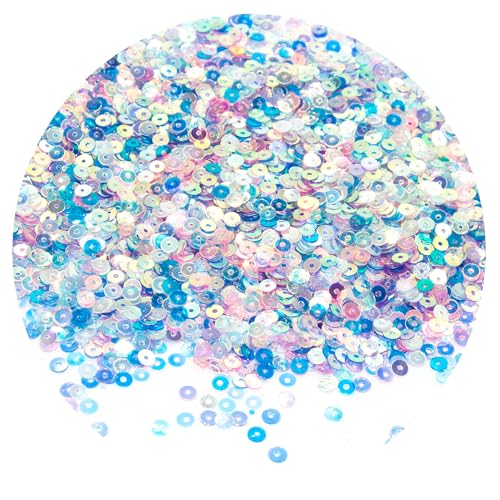 Flache lose Pailletten, 4 mm, lose Pailletten zum Basteln, runde Glitzer-Pailletten, Stickerei für Kunst, Nähen, Dekoration, Rosa und Blau, 10.0000 Stück von silllule