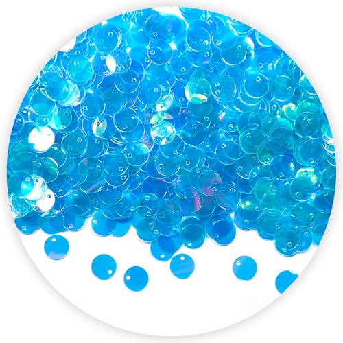 Lose Pailletten, 10 mm, Glitzer-Pailletten, rund, für Kunst, flache Pailletten mit Loch, Stickerei, Bastel-Pailletten zum Nähen, Cafés, DIY, Schmuckherstellung, 2880 Stück (blau) von silllule