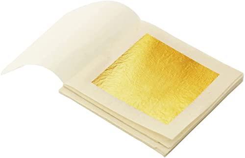 Heft mit 25 Blättern aus 24 Karat Gold 80 mm x 80 mm von sim gold leaf