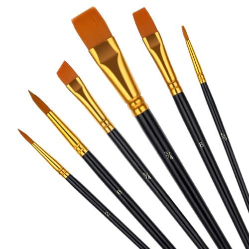 simarro 6 Stück Pinselset, Pinsel-Set Künstlerpinsel Künstler PinselSets Acrylfarben Kunstpinsel Detail Pinsel Malerei Bürsten Set für Acryl Aquarell von simarro