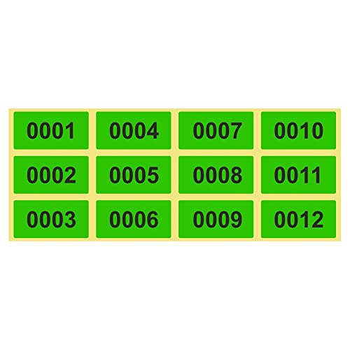 2.000 Etiketten/Aufkleber auf Rolle - LEUCHTGRÜN - fortlaufend nummeriert - 28 x 14 mm von simhoa