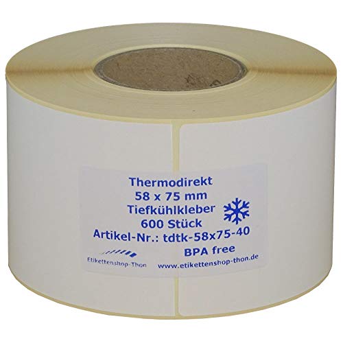 6.000 Thermoetiketten für Bizerba - Tiefkühlkleber - 58 x 75 mm - BPA frei - permanent haftend von simhoa