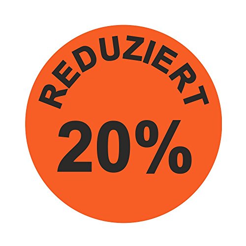 Aktionsetiketten "REDUZIERT 20%" - Durchmesser 30 mm - Leuchtrot - 1.000 Stück (1) von simhoa