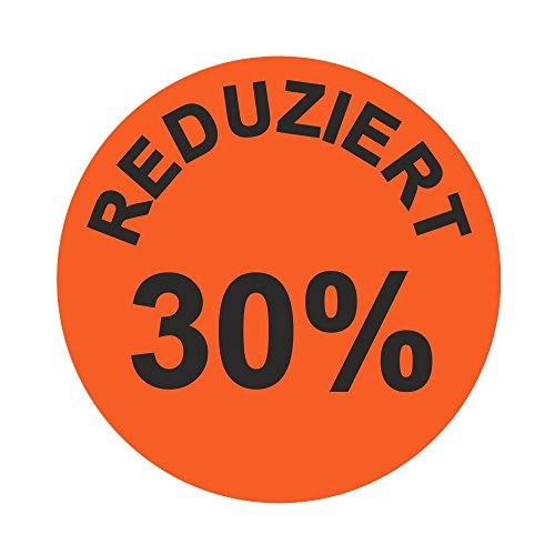 Aktionsetiketten "REDUZIERT 30%" - Durchmesser 30 mm - Leuchtrot - 1.000 Stück (1) von simhoa