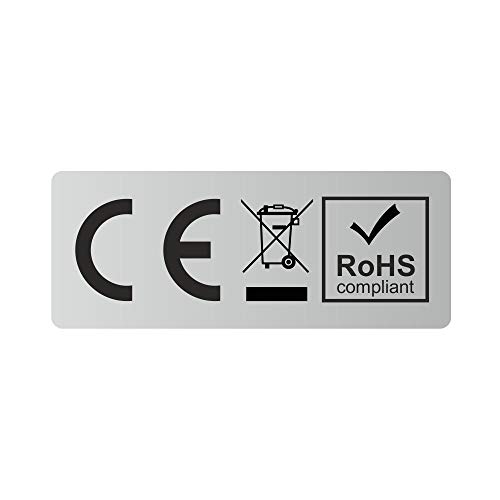 CE + WEEE + RoHS Aufkleber PE-Folie - 20x8 mm - silber (100) von simhoa