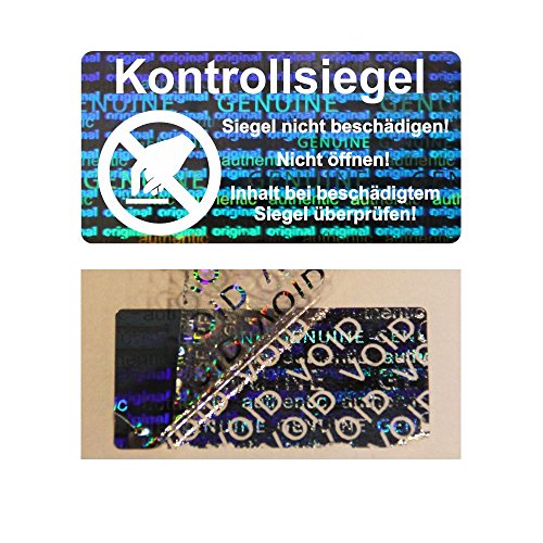 Hologramm VOID Sicherheitsetiketten "Kontrollsiegel mit Logo" auf Rolle - 30 x 15 mm - 1000 Stück (Weiß) von simhoa