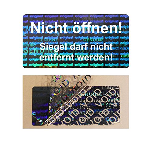 Hologramm VOID Sicherheitsetiketten "Nicht öffnen!" auf Rolle - 40 x 20 mm - 1000 Stück (Weiß) von simhoa