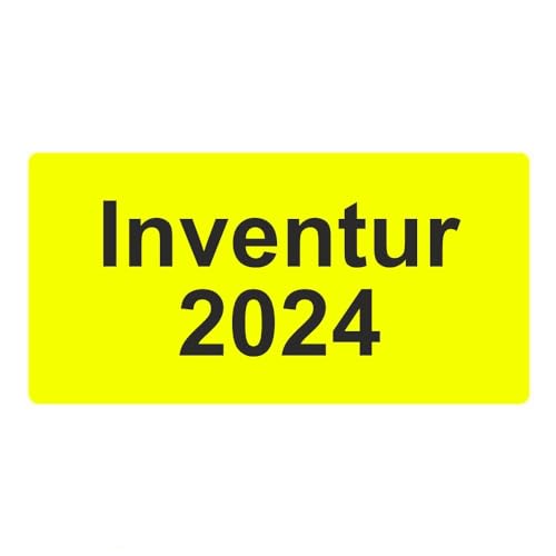 Inventuretiketten, Inventuraufkleber - Inventur 2024-100 x 50 mm - 500 Stück (Leuchtgelb) von simhoa