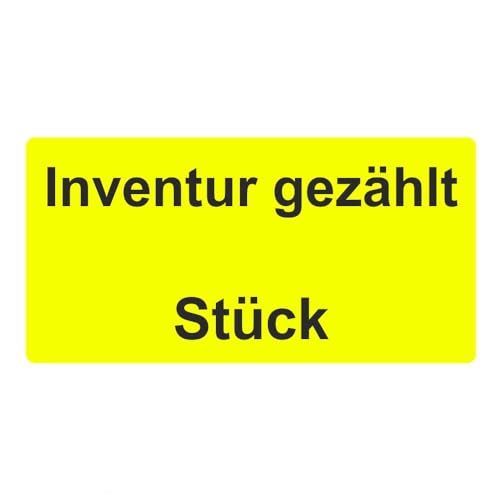 Inventuretiketten, Inventuraufkleber - Inventur gezählt Stück - 100 x 50 mm - 500 Stück (Leuchtgelb) von simhoa