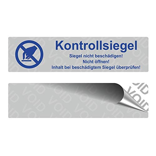 VOID Sicherheitsetiketten "Kontrollsiegel mit Logo" auf Rolle - 80 x 20 mm - Blau (1000) von Etikettenshop-Thon