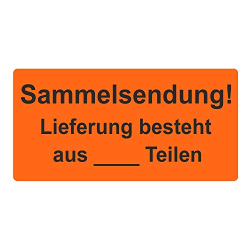 Warnetiketten/Versandaufkleber "Sammelsendung! Lieferung besteht aus___Teilen" auf Rolle - 30 x 62 mm - 1.000 Stück von simhoa