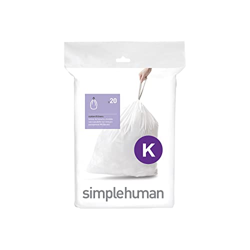 simplehuman CW0171 Code K passgenaue Müllbeutel, 30-45 Liter, Packung mit 20, weißer Kunststoff von simplehuman