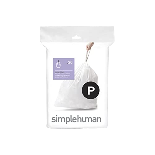 simplehuman CW0175 Code P passgenaue Müllbeutel, 50-60 Liter, Packung mit 20, weißer Kunststoff von simplehuman