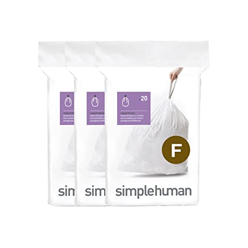 simplehuman CW0256 Code F passgenaue Müllbeutel, 25-30 Liter, 3 x Packung mit 20 (60 Stück), weißer Kunststoff von simplehuman