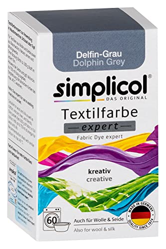 simplicol Textilfarbe expert Delfin-Grau 1717 - Zum Umfärben und Auffrischen von Kleidung, Waschmaschinenfest, für Baumwolle, Wolle, Seide, Leinen, Viskose & Mischgewebe von simplicol