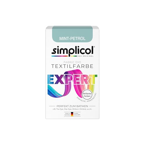 simplicol Textilfarbe expert Mint-Petrol | Perfekt zum Batiken und für kreative DIY-Projekte | Einfache Anwendung | Farbpulver | 150 g von simplicol