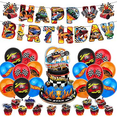 HOT Wheel Party Supplies simyron 30 Stück Hot Wheel Party Dekorationen Rennen Auto Geburtstag Ballons Hot Wheel Thema Party Zubehör für Kinder Geburtstag Party Dekor von simyron