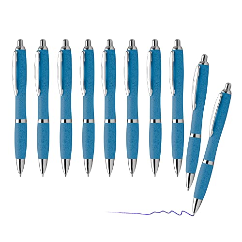 sin4sey 10er Set Kugelschreiber aus Weizenstroh - blauschreibend - nachhaltig (Blau) von sin4sey