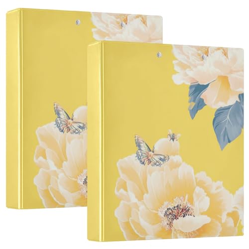 Beauty Peonies Notizbuch, 3,5 cm (1,5 Zoll), Ringbuch mit Innentaschen, 2 Stück, sortierte Ordner, Hardcover von siphylline