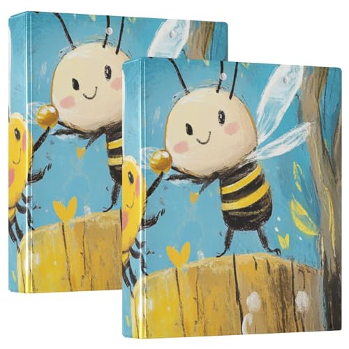 Bee Collecting Honey Ringbuch mit Tasche, 3,8 cm, 2 Packungen, ästhetischer Ordner, Hardcover von siphylline