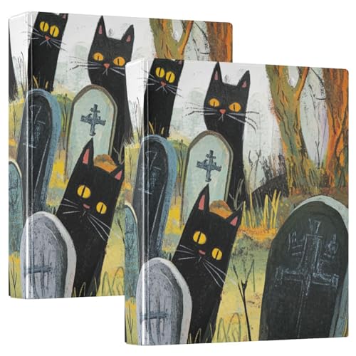 Black Cats Tombstones1 und 1/2 Zoll Notizbuch, 3-Ring-Ordner mit Klemmbrett, 2 Stück, Büro-Ordner, Hardcover von siphylline