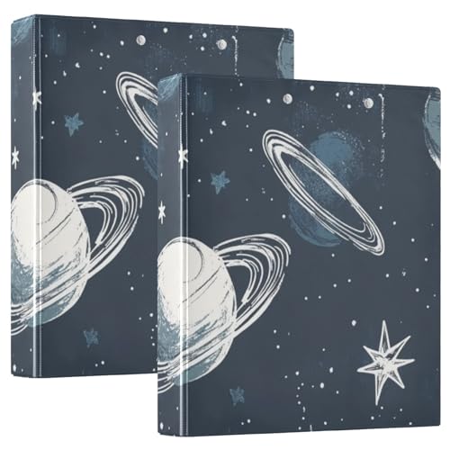 Blue-White Starry Planet 3,5 Zoll Notizbuch, 3 Ringbuchordner mit Klemmbrett, 2 Stück, Bürobinderbedarf, 200 Blatt von siphylline