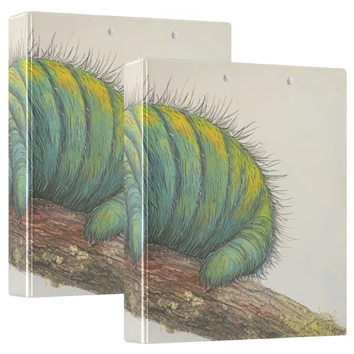 Caterpillar Crawling on Branch, 3,5 cm, runde Ringbücher mit Tascheneinband, 2 Stück Ordner, Bürobedarf, Hardcover von siphylline