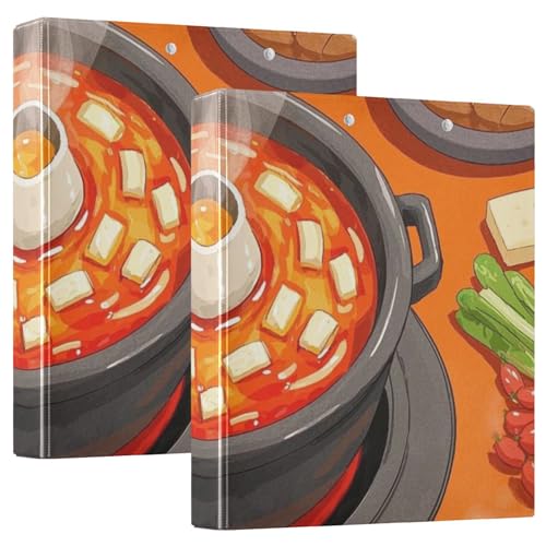 Chinesisches rotes Hot-Pot-Essen, 3,8 cm (1,5 Zoll), Notizbuch, Ringbuch mit Tascheneinband, 2 Stück, Büroordner, Hardcover von siphylline