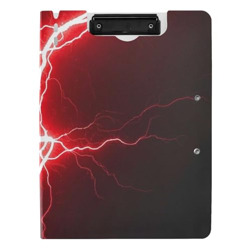 Faltbares Klemmbrett mit rotem Blitz, wunderschönes A4-Klemmbrett, Folio, doppelte Metall-Clips, Stifthalter, Still-Clipboard mit Abdeckung Faltbares Klemmbrett mit rotem Blitz, wunderschönes A4-Klemmbrett, Folio, doppelte Metall-Clips, Stifthalter, Still-Clipboard mit Abdeckung von siphylline